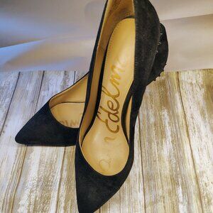 Sam Edelman Black Suede Leather Stiletto Pointed Toe Pumps Heels Size 7, Tonia